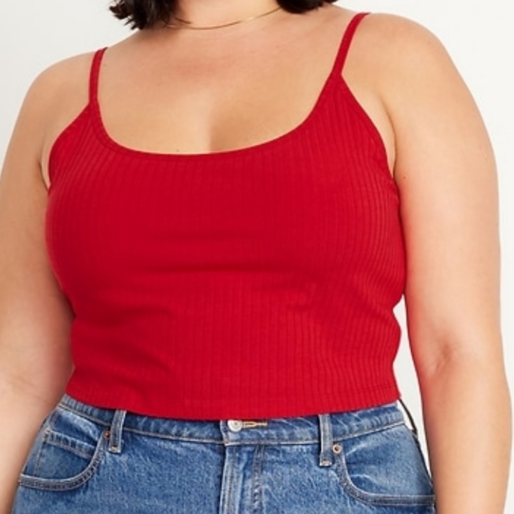 Old Navy Robbie Red Crop Top with Adjustable Spaghetti Straps Women Size Large